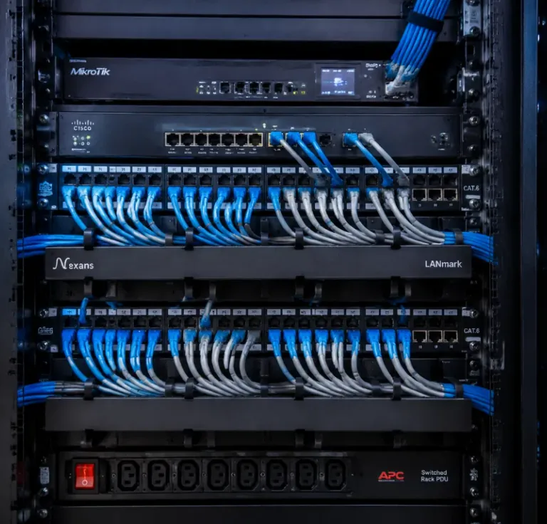 Rack de rede documentado e etiquetado